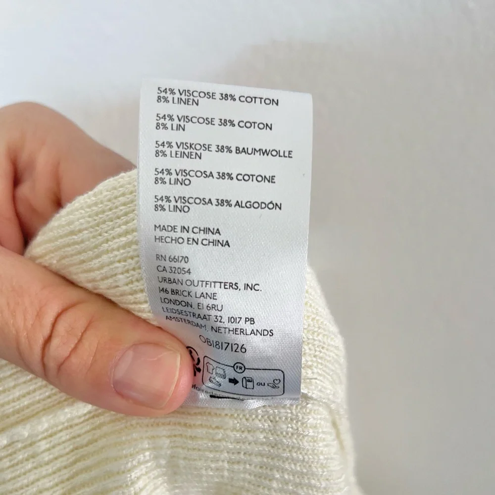Free People Beach Cream Pull-On Wide Leg‎ Cotton Linen Blend Ribbed Knit Pants